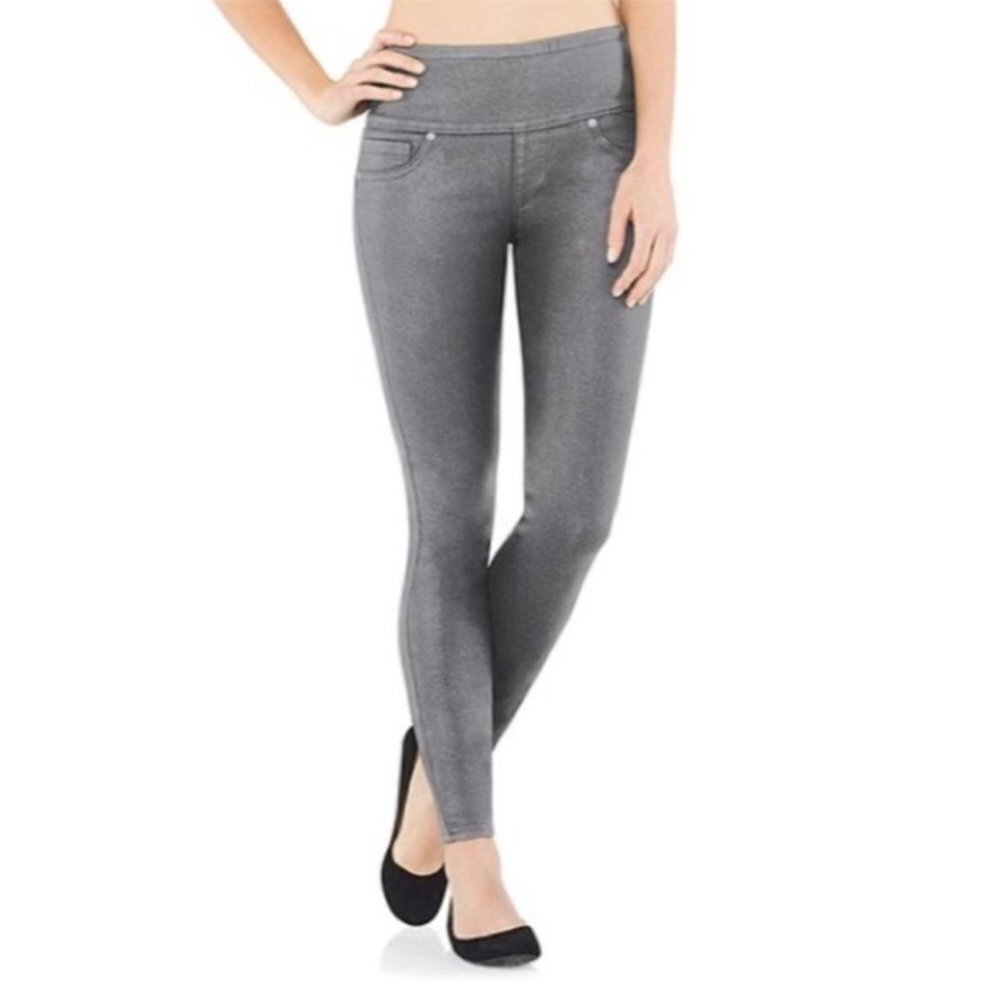 Spanx Solace Wax Denim legging high waist pewter dark gray size L